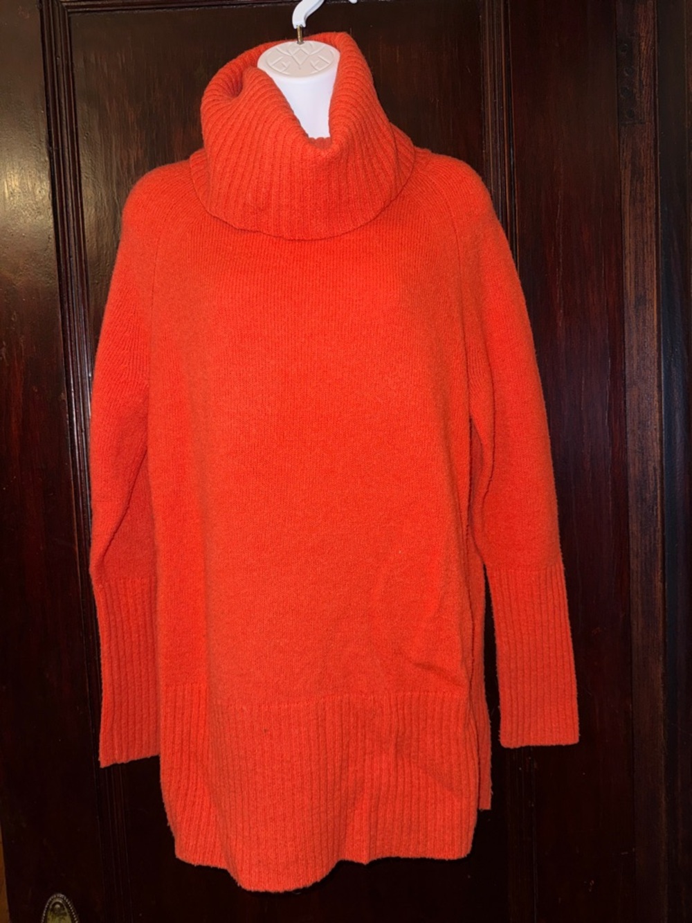 Banana Republic Orange Turtleneck tunic Sweater side zip small